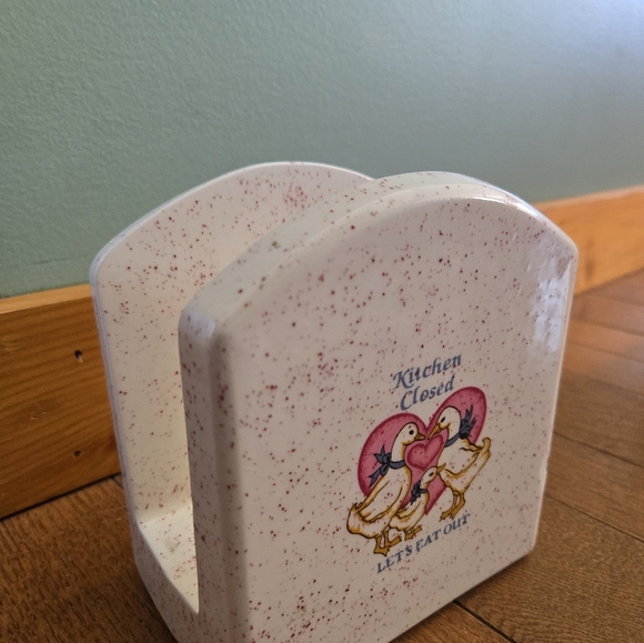 Cottagecore Country Goose Napkin Holder Ceramic - Picture 3 of 5
